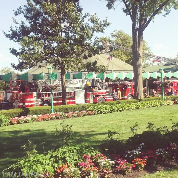 Ladder 21 on scene at Rye Playland for a fire in the historic carosel .
Photo Courtesy of Firebike 1 Chris Sekulski